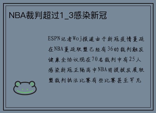 NBA裁判超过1_3感染新冠